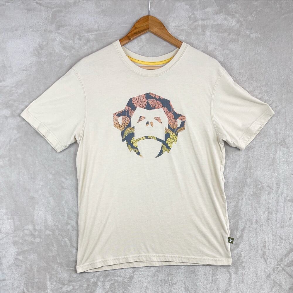 Howler Bros Monkey Face Beige Khaki Men's T Shirt Tee Size Medium Streetwear